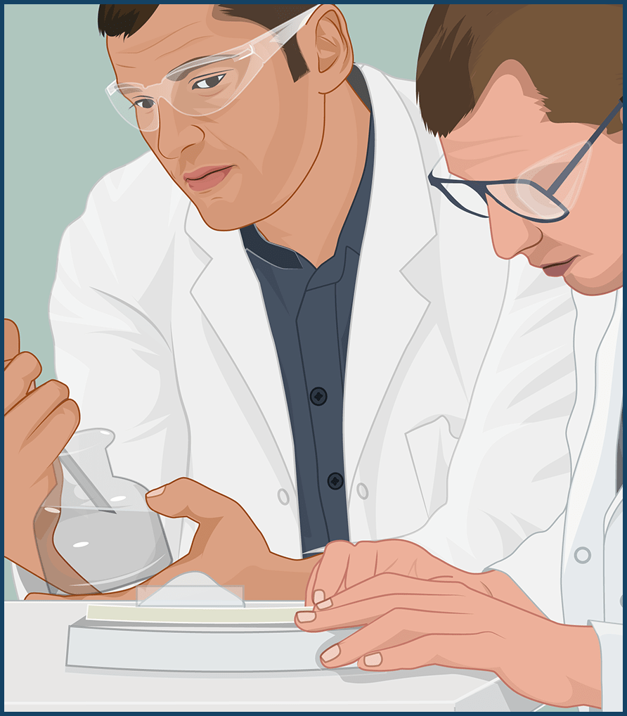 Scientist mentoring a student in the lab